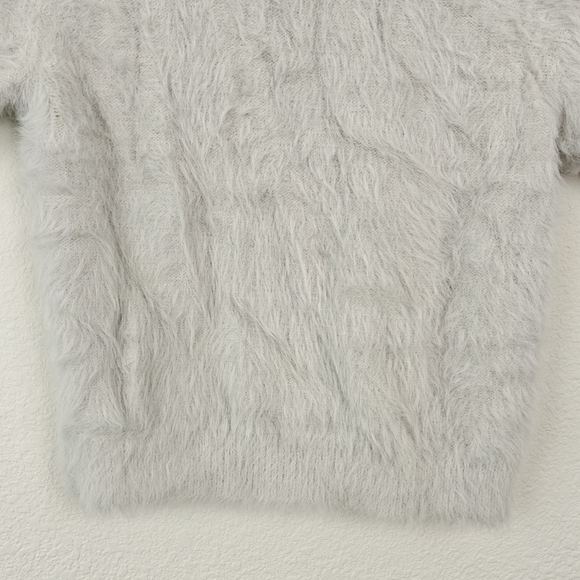 Anthropologie Pilcro Eyelash Short Sleeve Tee Baby Sweater Fuzzy Mock In Grey SM - Picture 3 of 10
